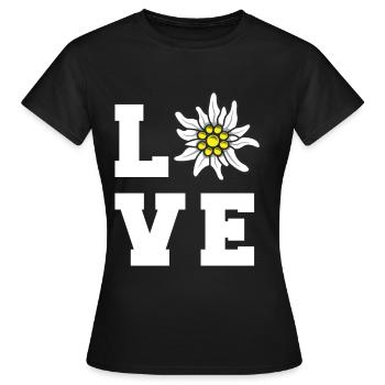 Edelweiss LOVE Alpes Alpes-Edelweiss Randonnée - T-shirt Femme - noir - Devant - AI Model Female 172 dark (172cm)