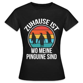Penguins at home North Pole Penguin Animal love - Women's T-Shirt - black - Front - AI Model Female 172 dark (172cm)