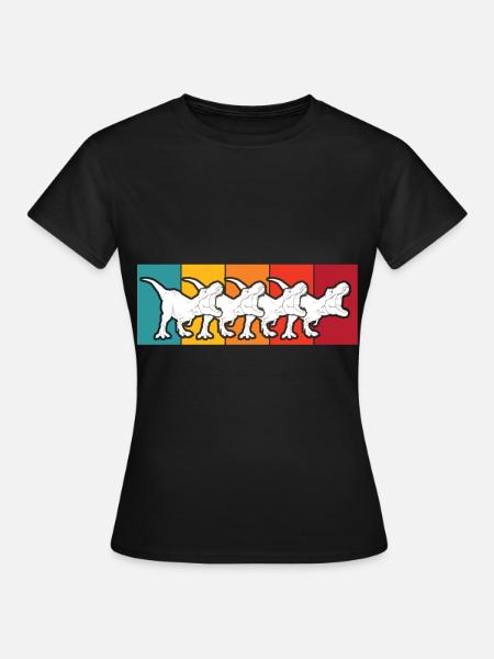 T-Rex Retro Dinos Kreidezeit Dinosaurier - Frauen T-Shirt - Schwarz