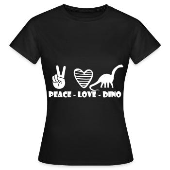 Peace Love and Dinos Cretaceous Dinosaurs - Women's T-Shirt - black - Front - AI Model Female 172 dark (172cm)