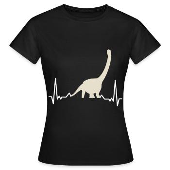 Stegosaur Dino Cretaceous Dinosaurs - Women's T-Shirt - black - Front - AI Model Female 172 dark (172cm)