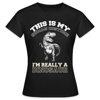 T-Rex Costume Dino Cretaceous Dinosaur - Women's T-Shirt - black - Front - AI Model Female 172 dark (172cm)