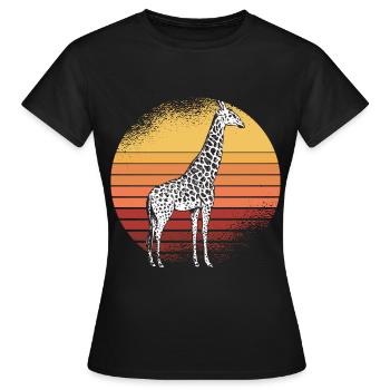 Giraffe Retro Afrika Savanne - Frauen T-Shirt - Schwarz - Vorne - AI Model Female 172 dark (172cm)