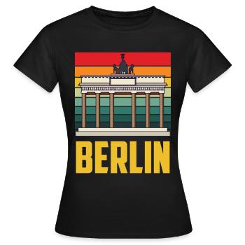 Berlin Porte de Brandebourg Rétro Allemand - T-shirt Femme - noir - Devant - AI Model Female 172 dark (172cm)