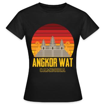 Angkor Wat Cambodia Temple Asia - Women's T-Shirt - black - Front - AI Model Female 172 dark (172cm)