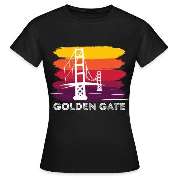Golden Gate Retro Baie de San Francisco Californie - T-shirt Femme - noir - Devant - AI Model Female 172 dark (172cm)