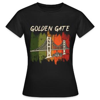 Golden Gate Retro Bridge San Francisco Californie - T-shirt Femme - noir - Devant - AI Model Female 172 dark (172cm)