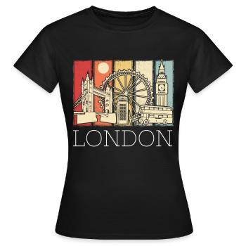 London Skyline Telefonzelle Big Ben Doppeldecker - Frauen T-Shirt - Schwarz - Vorne - AI Model Female 172 dark (172cm)