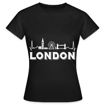 London Herzschlag Big Ben Riesenrad UK - Frauen T-Shirt - Schwarz - Vorne - AI Model Female 172 dark (172cm)