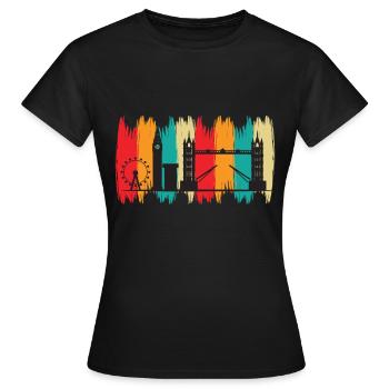 Tower Bridge London Retro Big Ben Riesenrad UK - Frauen T-Shirt - Schwarz - Vorne - AI Model Female 172 dark (172cm)