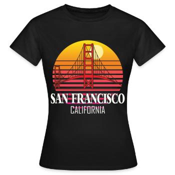 Pont du Golden Gate de San Francisco en Californie - T-shirt Femme - noir - Devant - AI Model Female 172 dark (172cm)