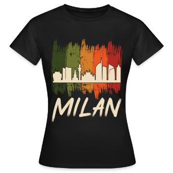 Mailand Retro Skyline mailänder Dom - Frauen T-Shirt - Schwarz - Vorne - AI Model Female 172 dark (172cm)