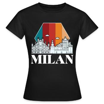 Mailand Retro Mailänder Dom Domkirche - Frauen T-Shirt - Schwarz - Vorne - AI Model Female 172 dark (172cm)