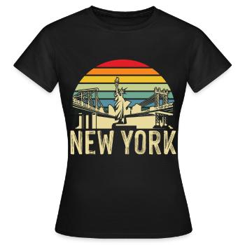 NY Freiheitsstatue New York Big Apple NYC Skyline - Frauen T-Shirt - Schwarz - Vorne - AI Model Female 172 dark (172cm)