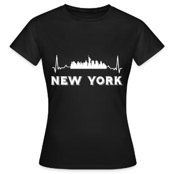 New York Herzschlag NYC Big Apple Freiheitsstatue - Frauen T-Shirt - Schwarz - Vorne - AI Model Female 172 dark (172cm)