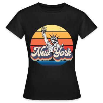 New York Retro Freiheitsstatue Skyline Big Apple - Frauen T-Shirt - Schwarz - Vorne - AI Model Female 172 dark (172cm)