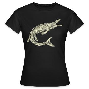 Mosasaurus I Marine Repiel Cretaceous Fossils - Women's T-Shirt - black - Front - AI Model Female 172 dark (172cm)