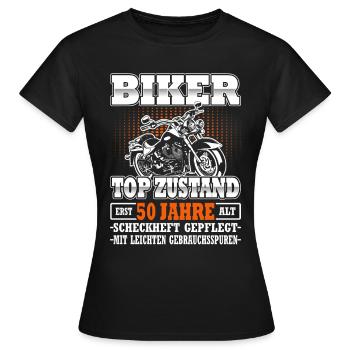 Motorradfahrer & Biker 50. Geburtstag - Frauen T-Shirt - Schwarz - Vorne - AI Model Female 172 dark (172cm)