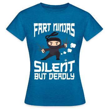 Ninja Tshirt Kinder Herren Ninjutsu - Frauen T-Shirt - Antikblaues Saphir meliert - Vorne - AI Model Female 172 dark (172cm)