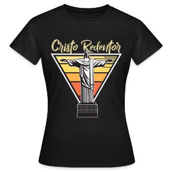 Cristo Redentor Brésil Rio Statue du Christ Rédempteur - T-shirt Femme - noir - Devant - AI Model Female 172 dark (172cm)