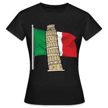 Italien Flagge mit schiefer Turm von Pisa - Frauen T-Shirt - Schwarz - Vorne - AI Model Female 172 dark (172cm)
