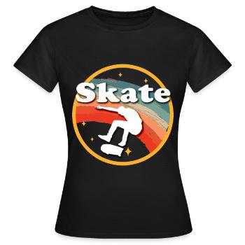Skater Skateboard Geschenk Halfpipe Sk8 Ollie - Frauen T-Shirt - Schwarz - Vorne - AI Model Female 172 dark (172cm)
