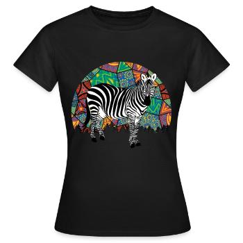 Zebra Africa Horse Hipster Gift Animal Stripe - T-shirt Femme - noir - Devant - AI Model Female 172 dark (172cm)
