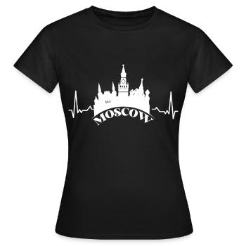 Moscou Heartbeat Russie Russes - T-shirt Femme - noir - Devant - AI Model Female 172 dark (172cm)