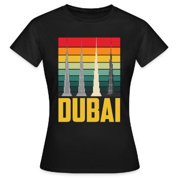 Dubai Wolkenkratzer Burj Khalifa Retro VAE - Frauen T-Shirt - Schwarz - Vorne - AI Model Female 172 dark (172cm)