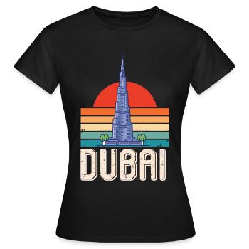 Dubai Sunrise Burj Khalifa Émirats arabes unis Moyen-Orient - T-shirt Femme - noir - Devant - AI Model Female 172 dark (172cm)