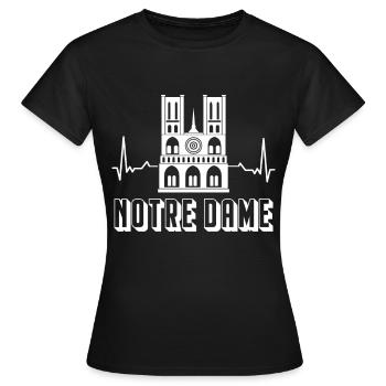 Cathédrale Notre Dame Heartbeat parisienne - T-shirt Femme - noir - Devant - AI Model Female 172 dark (172cm)