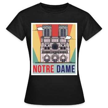 Cathédrale rétro Notre-Dame de Paris - T-shirt Femme - noir - Devant - AI Model Female 172 dark (172cm)