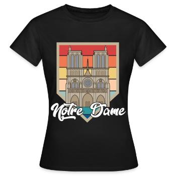 Cathédrale Notre Dame Nostalgie Paris Ville - T-shirt Femme - noir - Devant - AI Model Female 172 dark (172cm)