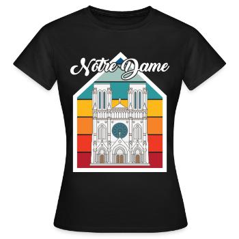 Nostalgie Cathédrale Notre-Dame de Paris Français - T-shirt Femme - noir - Devant - AI Model Female 172 dark (172cm)