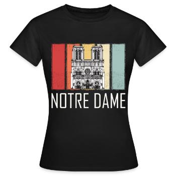 Cathédrale Notre Dame Retro Paris Français - T-shirt Femme - noir - Devant - AI Model Female 172 dark (172cm)