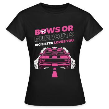 Burnouts Or Bows Gender Reveal Party - T-shirt Femme - noir - Devant - AI Model Female 172 dark (172cm)