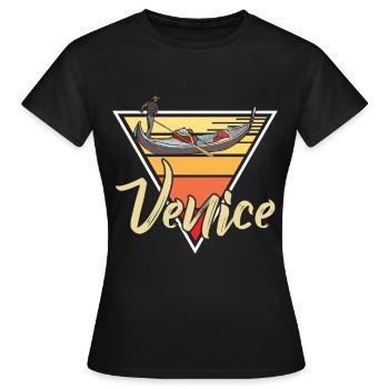 Italie Venise Gondole Grand Canal Romance - T-shirt Femme - noir - Devant - AI Model Female 172 dark (172cm)