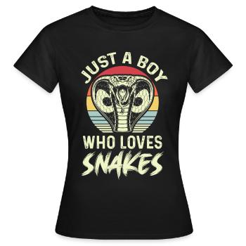Junge liebt Schlangen Kobra Schlange Boa - Frauen T-Shirt - Schwarz - Vorne - AI Model Female 172 dark (172cm)