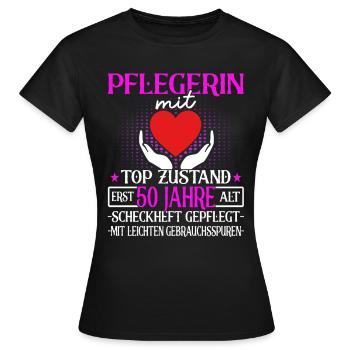 Pflegerin 50 Jahre - Altenpflegerin - Pflegekraft - Frauen T-Shirt - Schwarz - Vorne - AI Model Female 172 dark (172cm)