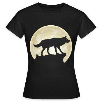 Vollmond Wolf Rudel Wolfsrudel - Frauen T-Shirt - Schwarz - Vorne - AI Model Female 172 dark (172cm)