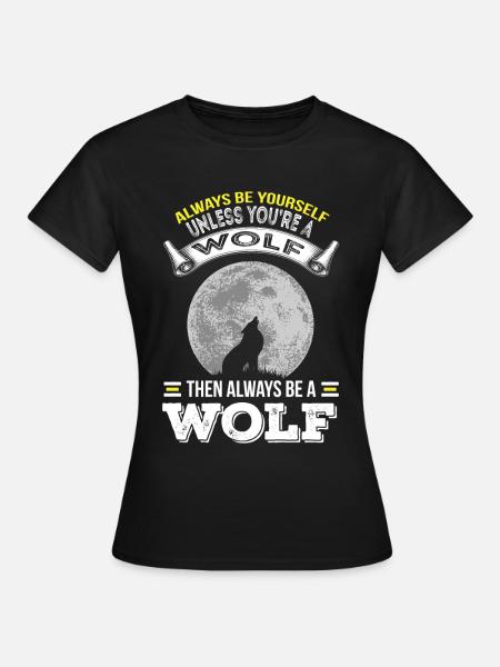 Wolf Wolfsrudel Vollmond heulen Wölfe - Frauen T-Shirt - Schwarz