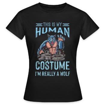 Costume de loup-garou Chien sauvage Loups - T-shirt Femme - noir - Devant - AI Model Female 172 dark (172cm)