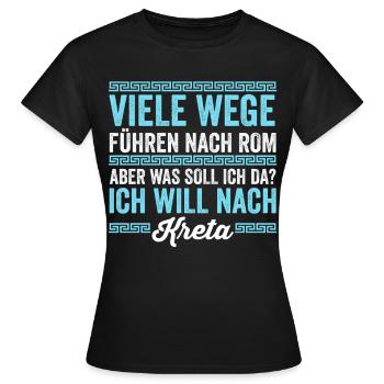 Ich will nach Kreta - Frauen T-Shirt - Schwarz - Vorne - AI Model Female 172 dark (172cm)