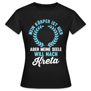 Meine Seele will nach Kreta - Frauen T-Shirt - Schwarz - Vorne - AI Model Female 172 dark (172cm)