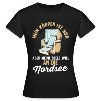 Meine Seele will an die Nordsee - Frauen T-Shirt - Schwarz - Vorne - AI Model Female 172 dark (172cm)
