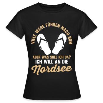 Ich will an die Nordsee - Frauen T-Shirt - Schwarz - Vorne - AI Model Female 172 dark (172cm)