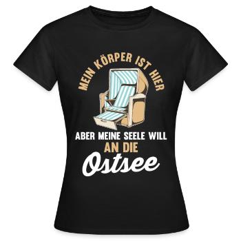 Meine Seele will an die Ostsee - Frauen T-Shirt - Schwarz - Vorne - AI Model Female 172 dark (172cm)