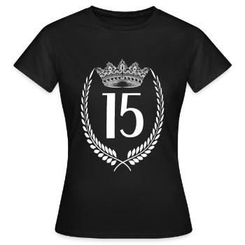 15. Geburtstag Zahl Jubiläum 15 - Frauen T-Shirt - Schwarz - Vorne - AI Model Female 172 dark (172cm)
