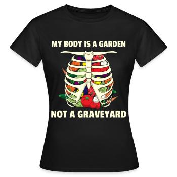 Potager Végétarien Végétalien I Cadeau - T-shirt Femme - noir - Devant - AI Model Female 172 dark (172cm)
