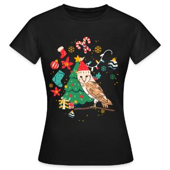 Hibou de Noël laid - T-shirt Femme - noir - Devant - AI Model Female 172 dark (172cm)